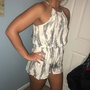 Tie-dye/marble patterned romper